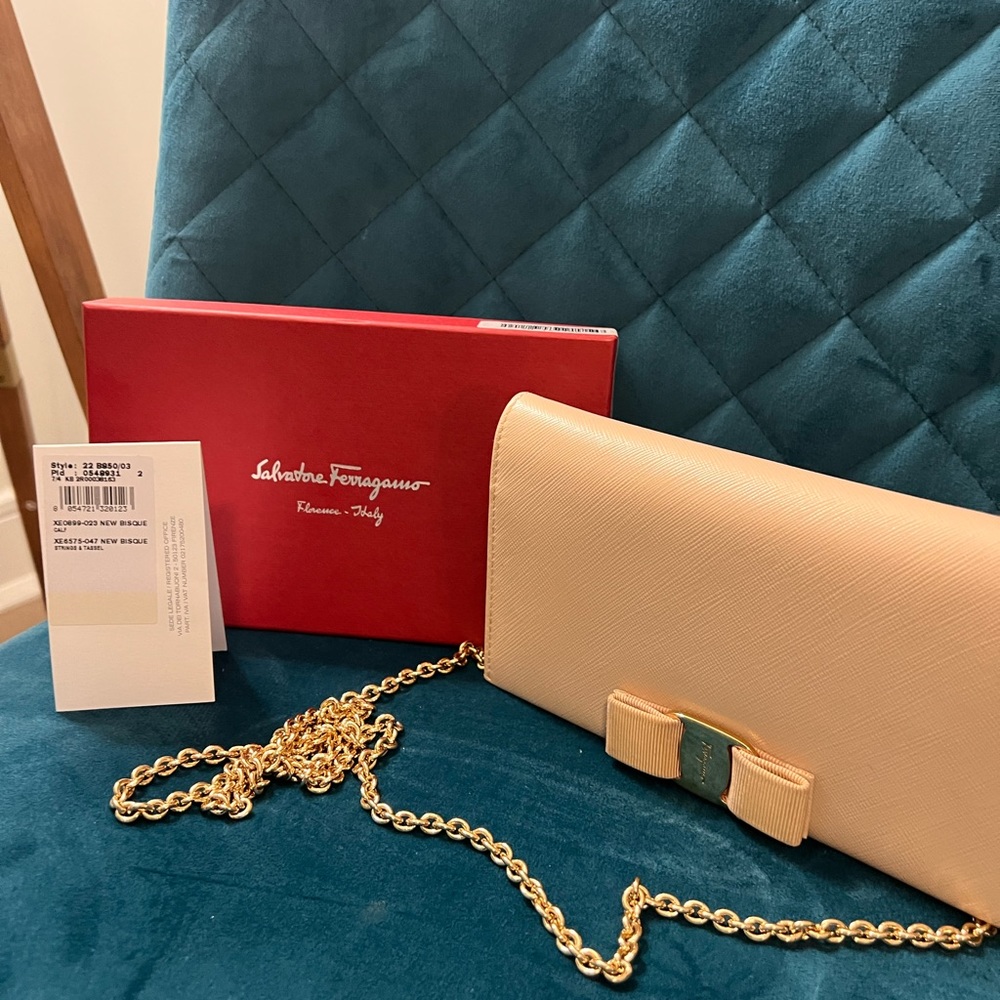 Authentic Salvatore Ferragamo wallet mini  bag with chain